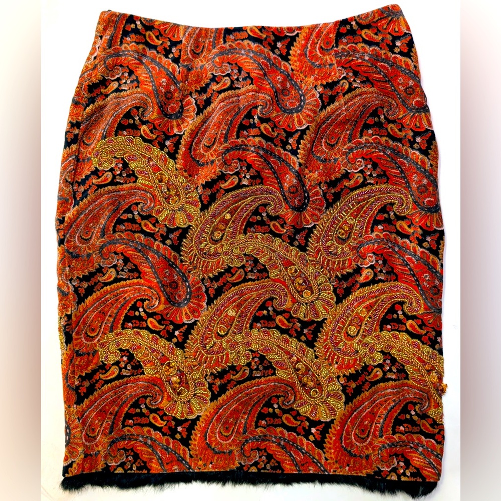 Ario Women’s Handmade Paisley Print Embroidered Skirt Size Medium